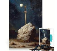 Rompecabezas La Espada en la Piedra Bajo la Luz de la Luna para Adultos 1000 Piezas para estimular la Memoria para Momentos acogedores para armar con diseño de la Lista de Deseos de Santa Claus