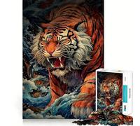 Rompecabezas La Gran Ola del Tigre para Adolescentes, 1000 Piezas, Mejora la Memoria, diversión Tranquila, Bordes precisos, Regalo artístico 38x26cm