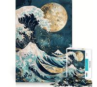 Rompecabezas La Gran Ola Nocturna de 1000 Piezas para Adultos Juguete de lógica Resistente Alivia la ansiedad Bordes Transparentes Regalo Ideal para Festivales 38x26cm