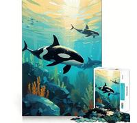 Rompecabezas La Manada de orcas de 1000 Piezas para Adultos Juguete Inteligente para Jugar en Interiores Corte preciso Un Regalo Encantador 38x26cm