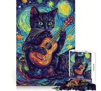Rompecabezas La melodía del Gato bajo Las Estrellas para Adolescentes,1000 Piezas,para Practicar la lógica,un Escape Tranquilo,Bordes limpios,un Regalo Encantador (50x75cm)