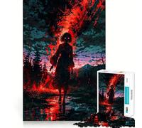 Rompecabezas La Mujer del Vestido Rojo de 1000 Piezas para Adultos Juguete de lógica Fuerte Alivia la ansiedad Bordes Transparentes Regalo Ideal para Festivales 38x52cm