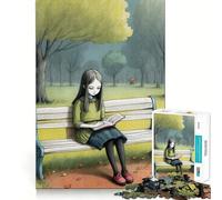 Rompecabezas La niña en un Banco para Adolescentes, 1000 Piezas, Juguete cognitivo, pasatiempo Tranquilo, Borde Premium, 38x26cm