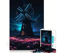 Rompecabezas La Noche del Molino de 1000 Piezas para Adultos Mejora la Memoria Momento de Paz Bordes Finos Regalo Ideal para Pedir un Deseo a Papá Noel (50x75cm)
