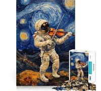 Rompecabezas La Noche Estrellada Astronauta, violín de Van Gogh, 1000 Piezas, Juguete Mental para Adolescentes, Alivio de la ansiedad, Corte Premium, Regalo Elegante 50x75cm