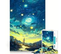 Rompecabezas La Noche Estrellada de Van Gogh,1000 Piezas Diversión para ejercitar la Mente Componentes robustos y de Corte Limpio Un Entretenimiento cautivador para Disfrutar en casa (50x75cm)