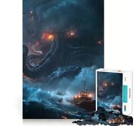 Rompecabezas La Tormenta del Kraken de 1000 Piezas para Adolescentes Juguete Que estimula la lógica y Calma el Juego Artículo Coleccionable Bordes Afilados 38x52cm