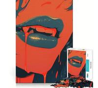 Rompecabezas Labios de Vampiro 1000 Juego de Estimulación Mental Cierre Seguro Sin Piezas Sueltas Desafío Mental Interactivo para el Hogar (38x26cm)