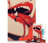 Rompecabezas Labios de Vampiro 1000 Juego de Estimulación Mental Cierre Seguro Sin Piezas Sueltas Desafío Mental Interactivo para el Hogar (38x26cm)