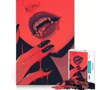 Rompecabezas Labios de Vampiro de 1000 Piezas,Juguete de construcción Focus,Ajuste Firme,Montaje Seguro,Juguete de Entretenimiento para Interiores (38x52cm)
