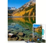 Rompecabezas Lago Alpino en Otoño 1000 Piezas Juego Que estimula el Cerebro Sin Espacios Ajuste Entretenimiento Acogedor para Interiores para Todos (38x26cm)