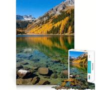 Rompecabezas Lago Alpino en Otoño 1000 Piezas Juego Que estimula el Cerebro Sin Huecos Ajuste Entretenimiento Acogedor para Interiores para Todos (50x75cm)