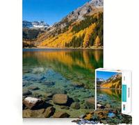 Rompecabezas Lago Alpino en Otoño para Adolescentes 1000 Piezas Juego de Habilidades Mentales Cortado con Láser para un Tiempo de Entrenamiento Mental Casa (38x52cm)