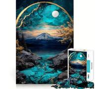 Rompecabezas Lago de Montaña con Círculo Dorado para Adolescentes, 1000 Piezas, Mejora la Memoria, Juego de Interior, Ensamblaje de Imágenes, (38x52cm)