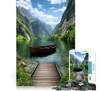 Rompecabezas Lago Sereno con Barco y Muelle para Adolescentes, 1000 Piezas, Wise Think Toy Gentle Leisure, Corte Ajustado, Lista de Deseos de Santa Claus (38x52cm)