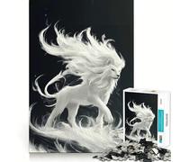 Rompecabezas León Blanco 1000 Piezas para desarrollar la Memoria Divertido de Calidad Profesional Ideal para Recortar Actividad Mental (50x75cm)