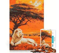 Rompecabezas León Blanco Atardecer 1000 Piezas Juguete Creativo de Habilidades Componentes Resistentes y Limpios Juego Mental Ideal para Viajes Regalo (38x26cm)