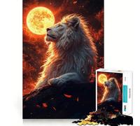 Rompecabezas León Blanco Bajo la Luna 1000 Piezas para desarrollar la Memoria con Bordes Lisos y Encaje Forma Divertida de llenar Las Horas Libres (38x26cm)