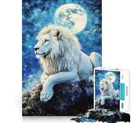Rompecabezas León Blanco bajo la Luz de la Luna 1000 Piezas Juguete para desarrollar la Capacidad cognitiva Superficie Lisa y sin Rebabas Actividad Relajante para Grupos en Interiores (38x26cm)