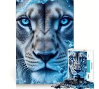 Rompecabezas León Blanco con Agua Azul para Adolescentes 1000 Piezas Estimula la Mente Diversión Corte Limpio Componentes Resistentes Actividad Conmovedora para Compartir (50x75cm)