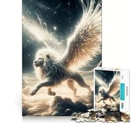 Rompecabezas León Blanco con Alas para Adolescentes 1000 Piezas Divertido Juego de Memoria Superficie Lisa y Sin Rebabas Regalo de Cumpleaños Juguete para Estimular la Ingenia (50x75cm)