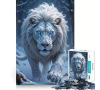 Rompecabezas León Blanco en Bosque Invernal para Adultos 1000 Piezas Juego de Agudeza Mental Corte de Precisión Bordes Lisos Un Reto Divertido para Pasar el Tiempo (50x75cm)