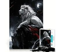 Rompecabezas León Blanco y Luna 1000 Piezas Juego cognitivo Divertido Troquelado de Alta precisión aliviar el estrés (38x52cm)