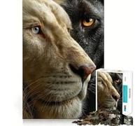 Rompecabezas León Blanco y Pantera Negra 1000 Think Boost Juego de Bloqueo Seguro Sin Piezas Sueltas Desafío Mental Interactivo para el Hogar (38x26cm)