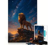 Rompecabezas León rugiente bajo un Cielo Estrellado de 1000 Piezas para Adultos Mejora la Memoria Diversión Relajante Corte Regalo Memorable (38x52cm)