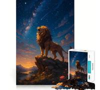 Rompecabezas León rugiente bajo un Cielo Estrellado para Adultos, 1000 Piezas, Juguete para desarrollar la Mente, pasatiempo Tranquilo, diseño, Montaje, Regalo navideño (50x75cm)