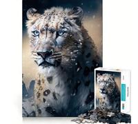 Rompecabezas Leopardo Blanco de 1000 Piezas Juego para ejercitar la Mente Artesanía de Corte experta Un pasatiempo Fascinante para los Momentos de Ocio (38x26cm)
