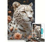 Rompecabezas Leopardo Blanco de 1000 Piezas para Adolescentes Mejora la Memoria Divertido y Relajante Bordes Afilados 38x26cm