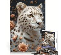 Rompecabezas Leopardo Blanco de 1000 Piezas para Adolescentes Mejora la Memoria Divertido y Relajante Bordes Afilados 38x26cm
