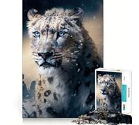 Rompecabezas Leopardo Blanco de 1000 Piezas para Adultos Juego Divertido Ensamblaje Firme y Seguro Actividad Nocturna para Toda la Familia (50x75cm)