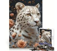 Rompecabezas Leopardo Blanco de 1000 Piezas para Adultos Juguete de lógica Mental Diversión Tranquila Corte Firme Regalo Ideal 38x52cm