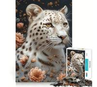 Rompecabezas Leopardo Blanco de 1000 Piezas para Adultos Juguete de lógica Mental Diversión Tranquila Corte Firme Regalo Ideal 38x52cm