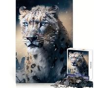Rompecabezas Leopardo Blanco de 1000 Piezas para Adultos Mejora la Memoria Recreación Tranquila Corte de Calidad Regalo Memorable (38x52cm)