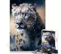 Rompecabezas Leopardo Blanco de 1000 Piezas para Adultos Memoria aguda Escape Sereno Bordes limpios Regalo Ideal (38x26cm)