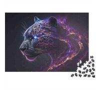 Rompecabezas Leopardo Cósmico de 1000 Piezas Cabeza de Lobo Cósmico para Adultos Juego Educativo Hermosa decoración Difícil Reto Regalos de cumpleaños 38x26cm/1000 Piezas