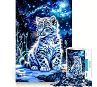Rompecabezas Leopardo de Las Nieves en Roca Nocturna para Adolescentes 1000 Piezas Lógica Clara Juguete Disfruta Lento Corte Sorpresa de Cumpleaños (38x26cm)