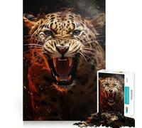 Rompecabezas Leopardo Enojado 1000 Piezas Juego Divertido y Estimulante Troquelado de Alta Precisión Aliviar el Estrés (50x75cm)
