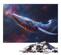Rompecabezas Leviatán Ballena en Cosmos y Tablero de Madera, Rompecabezas Divertido para Toda la Familia, Regalos de Cumpleaños, 500 Piezas (52x38cm)