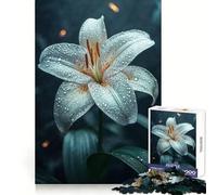 Rompecabezas Lirio Blanco con Gotas de Rocío, 1000 Piezas para Adultos Estimula la Mente, relaja y Divierte Bordes Uniformes Regalo Ideal (38x52cm)