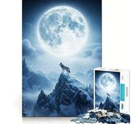 Rompecabezas Lobo Aullando a la Luna para Adolescentes,1000 Piezas,Juego de Habilidades Mentales,Cortado con Láser para un Tiempo de Entrenamiento Mental Tranquilo Casa (50x75cm)