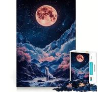 Rompecabezas Lobo Aullando a la Luna para Adultos,1000 Piezas,Juego de Habilidad y Pensamiento,Troquelado de Alta Precisión,Un Reto Entretenido para el Tiempo Libre (50x75cm)