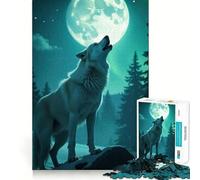 Rompecabezas Lobo Aullando a la Luna para Adultos,1000 Piezas,Juego de Habilidad y Pensamiento,Troquelado de Alta Precisión,Un Reto Entretenido para el Tiempo Libre (50x75cm)