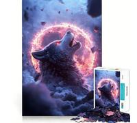 Rompecabezas Lobo Aullando en un Anillo de Fuego de 1000 Piezas Diversión para ejercitar la Mente Piezas Que encajan a la perfección Regalo de cumpleaños Juguete para ejercitar la Mente (50x75cm)