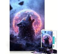 Rompecabezas Lobo Aullando en un Planeta en Llamas de 1000 Piezas Ideal para estimular la concentración Tecnología Avanzada de Corte láser Juego Mental Llevar de Viaje Regalo Ideal