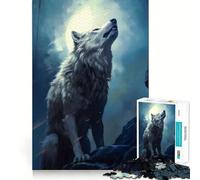 Rompecabezas Lobo bajo la Luna 1000 Piezas Juego de lógica y Pensamiento Experto en Corte Artesanía Tiempo de Tranquilidad Ejercicio Mental en casa (50x75cm)