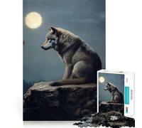 Rompecabezas Lobo bajo la luz de la Luna para Adolescentes,1000 Piezas,Juego para estimular la Mente,Piezas sin Rebabas,Corte Limpio,fácil de Aprender,diversión para Toda la Familia (50x75cm)